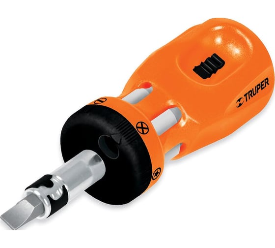 Изображение товара Мини-отвертка с храповым механизмом плюс 12 бит Truper DTROM-12 18193