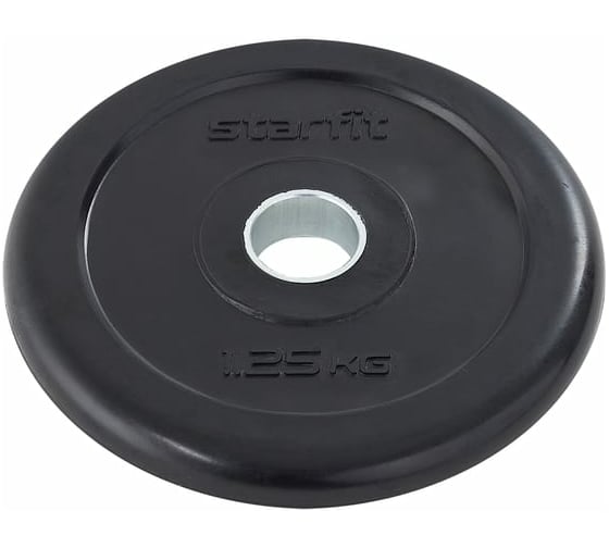 Изображение товара Обрезиненный диск Starfit BB-202 1.25 кг, d=26 мм, стальная втулка, черный УТ-00018804