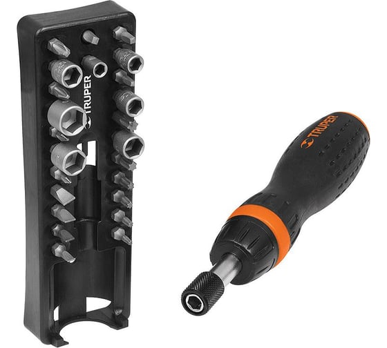 Изображение товара Отвертка с трещоткой и битами Truper JDM-24 18222