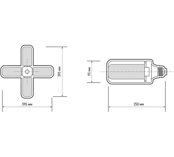 Изображение товара Светодиодная лампа Jazzway  PPG T95-4p AGRO 36Вт FR E27 4 лепестка с поворотом 90град. для растений красн. 650нм/син. 450нм 5043350