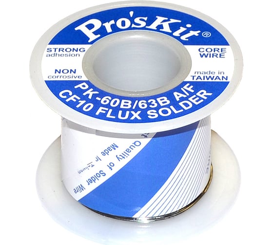 Изображение товара Припой PK-63B06A 0.6 мм, 0.1 кг, Sn63/Pb37, СF10 флюс RA ProsKit С00040206