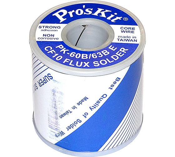 Изображение товара Припой PK-63B08E 0.8 мм, 0.5 кг, Sn63/Pb37, СF10 флюс RA ProsKit С00040213
