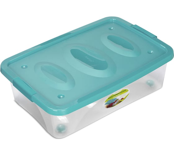 Изображение товара Универсальный ящик Martika Астело 600x400x180 мм на колесиках бирюзовый С664БИР