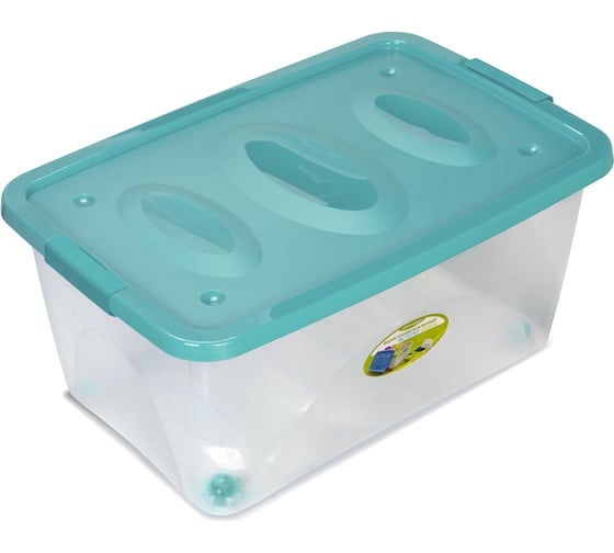 Изображение товара Универсальный ящик Martika Астело 600x400x280 мм на колесиках бирюзовый С665БИР