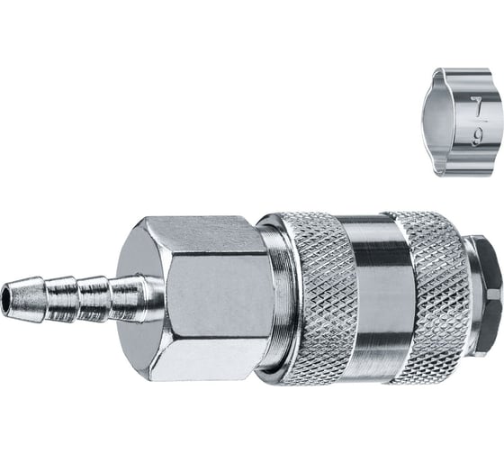 Изображение товара Переходник ЗУБР Профессионал штуцер елочка 6 мм - рапид муфта, с хомутом 64917-06