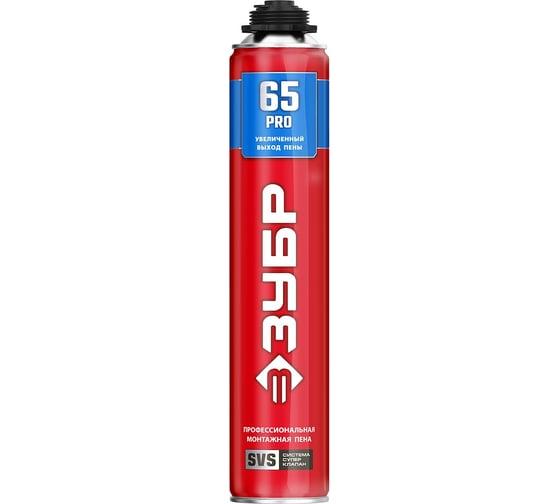 Изображение товара Монтажная пена ЗУБР PRO 65 850 мл с увеличенным выходом, пистолетная, всесезонная, SVS 41147_z01