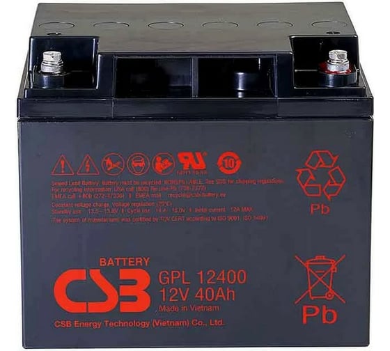Изображение товара Аккумулятор для ИБП CSB GPL12400 I 12В, 40 Ач УТ-00001368