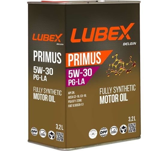 Изображение товара Синтетическое моторное масло Lubex PRIMUS PG-LA 5W-30 SN C2/C3 3,2 л L034-1327-0632
