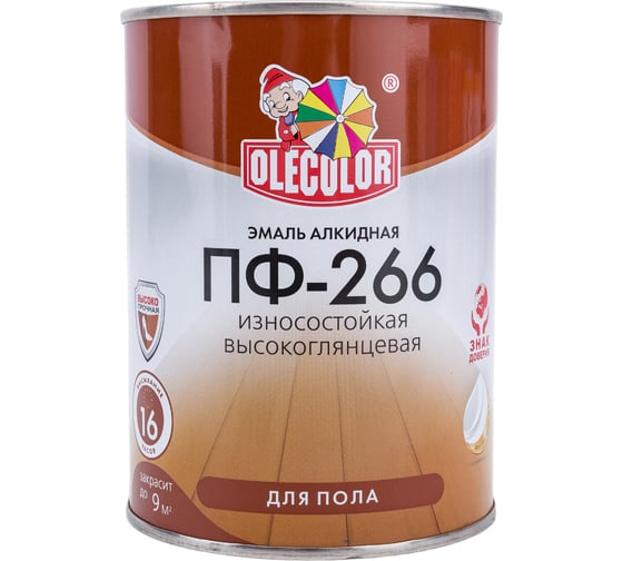 Изображение товара Эмаль для пола Olecolor ПФ-266 светлый орех, 0.9 кг 4300011453