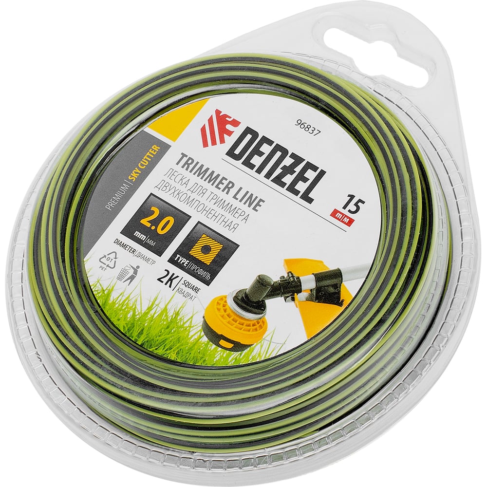 Изображение товара Леска для триммера SkyCutter 2 мм 15 м квадратная Denzel 96837