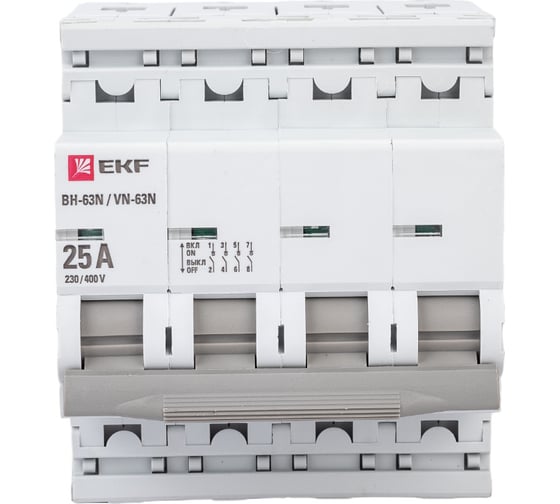 Изображение товара Выключатель нагрузки EKF 4P 25А ВН-63N PROxima S63425