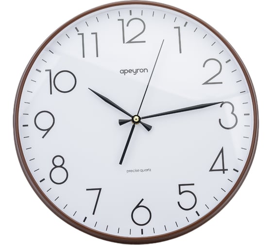 Изображение товара Настенные часы Apeyron круг, цвет графит, пластик, ø36см, бесшумные с плавным ходом, батарейка 1аа / PL2207-345-2