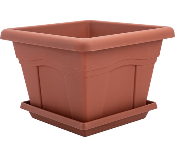 Изображение товара Горшок с поддоном Martika Квадро 8.1 л, 28x28 см, терракотовый С164Т