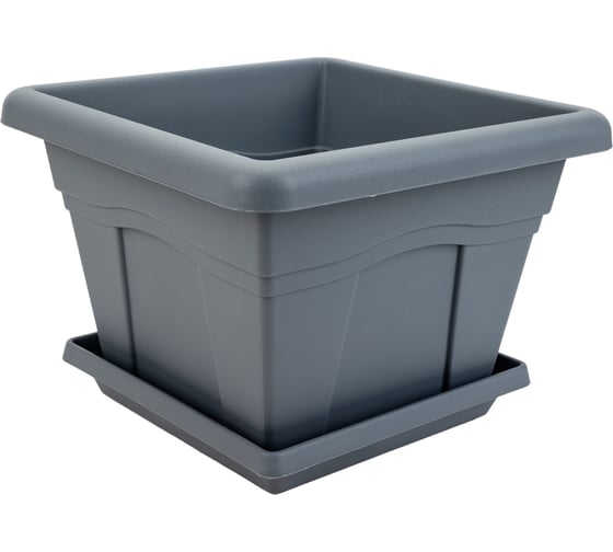 Изображение товара Горшок с поддоном Martika Квадро 12.2 л, 32x32 см, серый С165СЕР