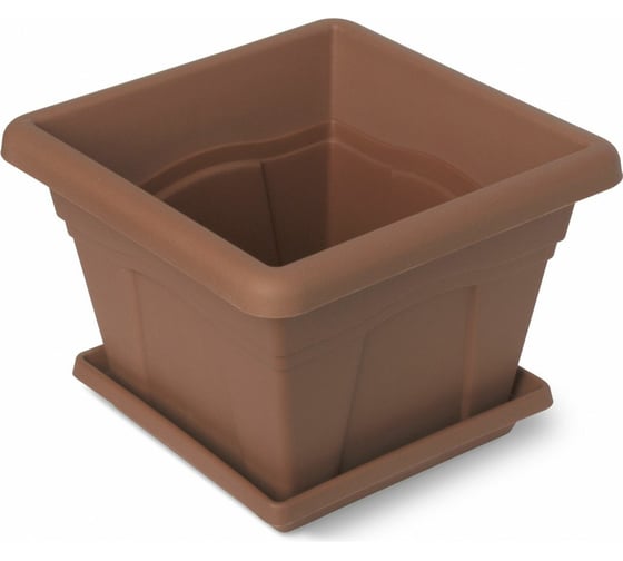 Изображение товара Горшок с поддоном Martika Квадро 5.1 л, 24x24 см, терракотовый С163Т