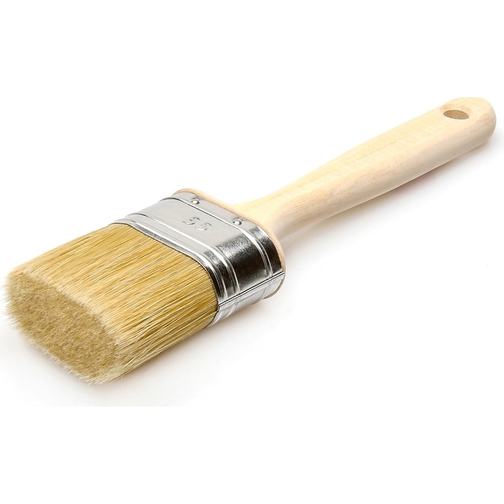 Овальная кисть для работ с лаками и красками на масляной основе, натуральная щетина дер. Ручка Лазурный берег КО-55