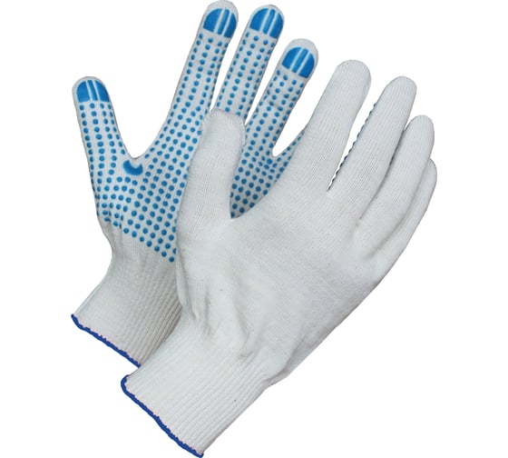 Изображение товара Перчатка СВС х/б, с ПВХ, белая 108, 7 текс, 10 класс, 22-23 см, 10 пар ct21pd ct21pd_б