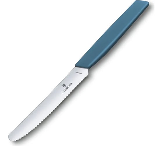 Изображение товара Столовый нож Victorinox Swiss Modern волнистое лезвие, 11 см, с закруглённым кончиком, синий 6.9006.11W2