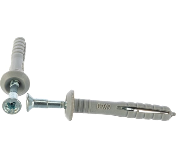 Изображение товара Дюбель-гвоздь полипропиленовый с грибовидным бортиком 100 шт. (6х40 мм; ТФ5) Зубр 4-301355-06-040