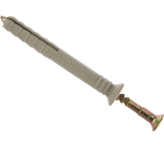 Изображение товара Дюбель-гвоздь полипропиленовый с потайным бортиком 1600 шт. (6х50 мм; ТФ0) Зубр 4-301340-06-050