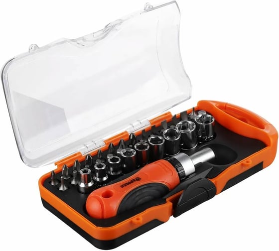 Изображение товара Отвертка с набором бит и головок ЕРМАК 38 предметов 651-220