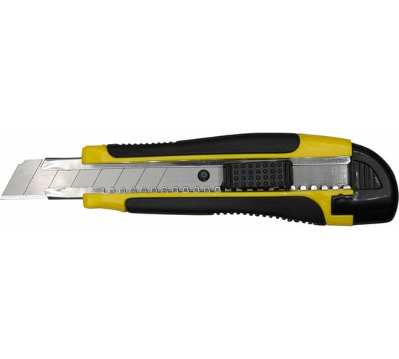Изображение товара Канцелярский нож Silwerhof ширина лезвия 18 мм, фиксатор усиленный, 2 сменных лезвия, желтый/черный 1398625