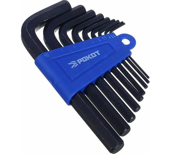 Изображение товара Набор ключей-шестигранников РОКОТ 1.5-10 мм, 9 шт. 633-018