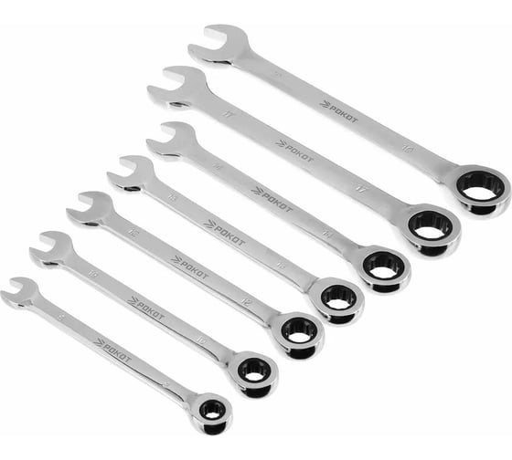 Изображение товара Набор комбинированных ключей с трещоткой РОКОТ 7 шт. 689-008