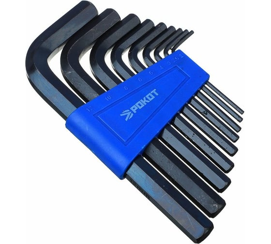 Изображение товара Набор ключей-шестигранников РОКОТ 2.0-12 мм, 9 шт. 633-021