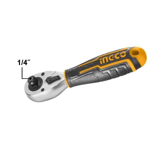 Изображение товара Трещоточный короткий ключ INGCO INDUSTRIAL 1/4"+ 3/8"  HRTH081438
