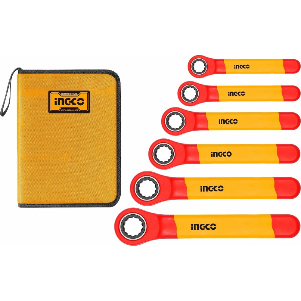 Набор диэлектрических накидных трещоточных ключей INGCO, размер 10