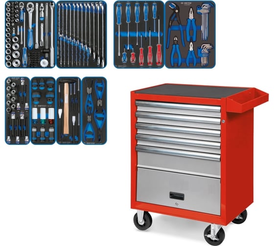 Изображение товара Набор инструментов KING TONY "GLORY" в красной тележке, 152 предмета 934-152AMR