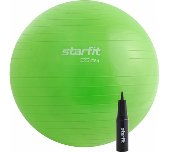 Изображение товара Фитбол Starfit GB-109 55 см, 900 г, антивзрыв, с ручным насосом, зеленый УТ-00020818