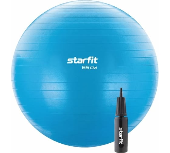 Изображение товара Фитбол Starfit GB-109 65 см, 1000 г, антивзрыв, с ручным насосом, синий УТ-00020819