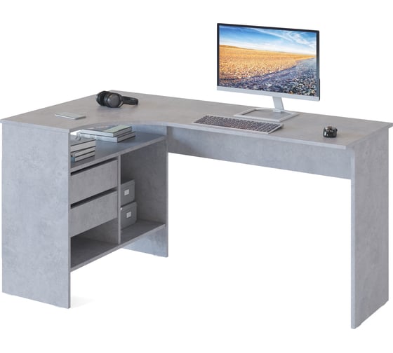 Изображение товара Письменный стол СОКОЛ СПм-25 левый, бетон 00-00011530
