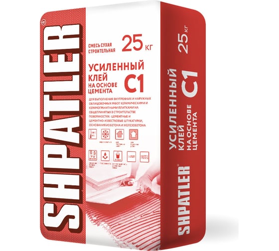 Изображение товара Усиленный клей на основе цемента Шпатлер C1, 25 кг Ш00023
