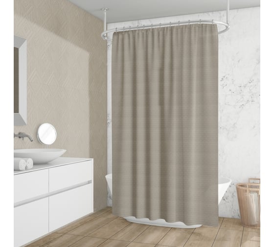 Изображение товара Штора для ванной комнаты RIDDER текстильная Бриллиант 180x200 бежевая 81309