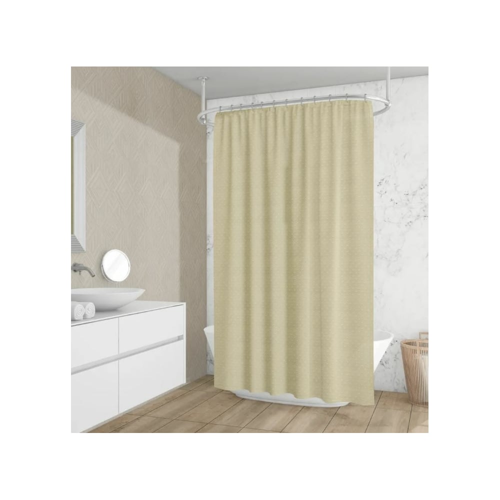 Текстильная штора для ванной комнаты RIDDER штора для ванной с кольцами вилина бриллиант 180x180 см полиэстер слоновая кость
