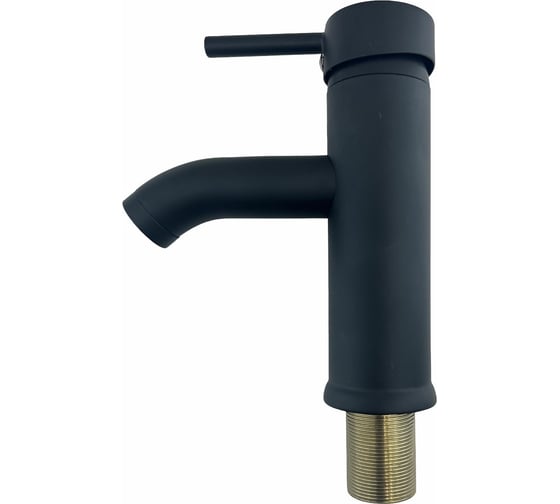 Изображение товара Смеситель для раковины OUTE черный матовый, однорычажное управление, фиксированный излив. Монтаж на одно отверстие, на гайке. Гибкая подводка T721H