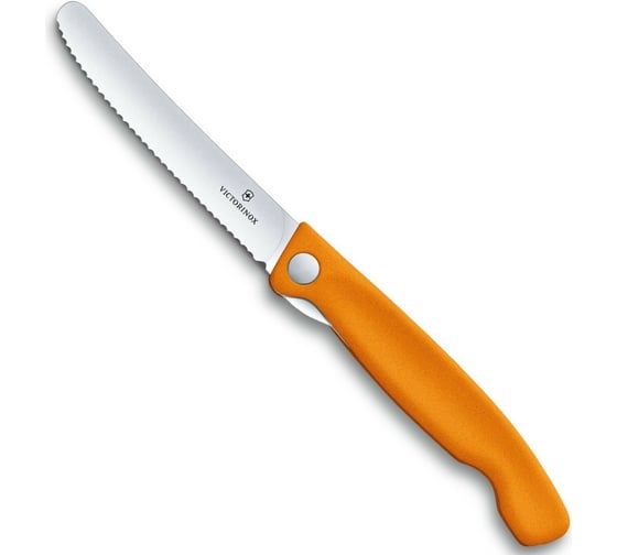 Изображение товара Нож для очистки овощей Victorinox лезвие 11 см, серрейторная заточка, оранжевый 6.7836.F9B