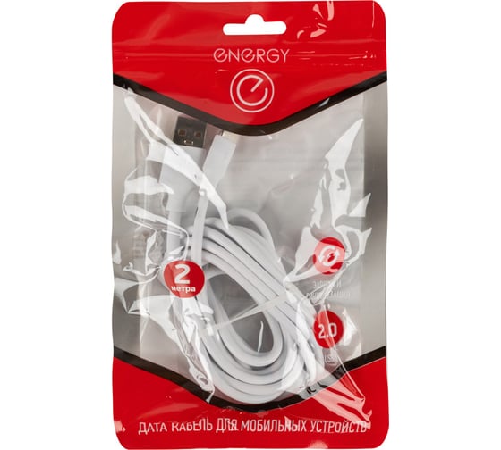 Изображение товара Кабель ENERGY ET-31-2 USB/Type-C, цвет - белый (12339) 104118