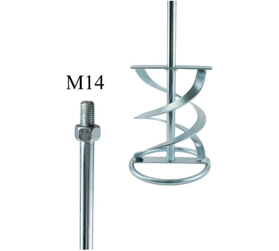 Изображение товара Насадка-венчик оцинкованная 140x600 мм, М14 для строительного миксера TORGWIN T958968