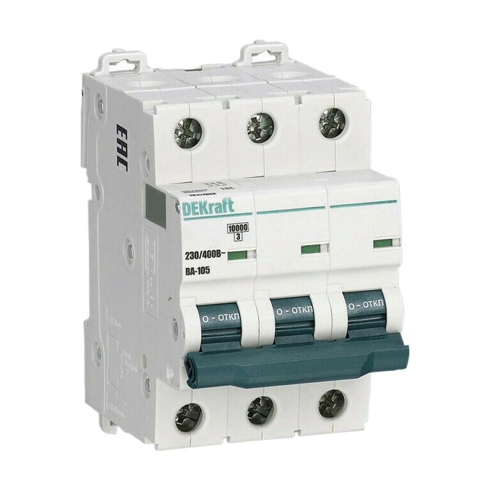 Изображение товара Автоматический выключатель DEKraft 3p 4A модульный IP20 для защиты цепей