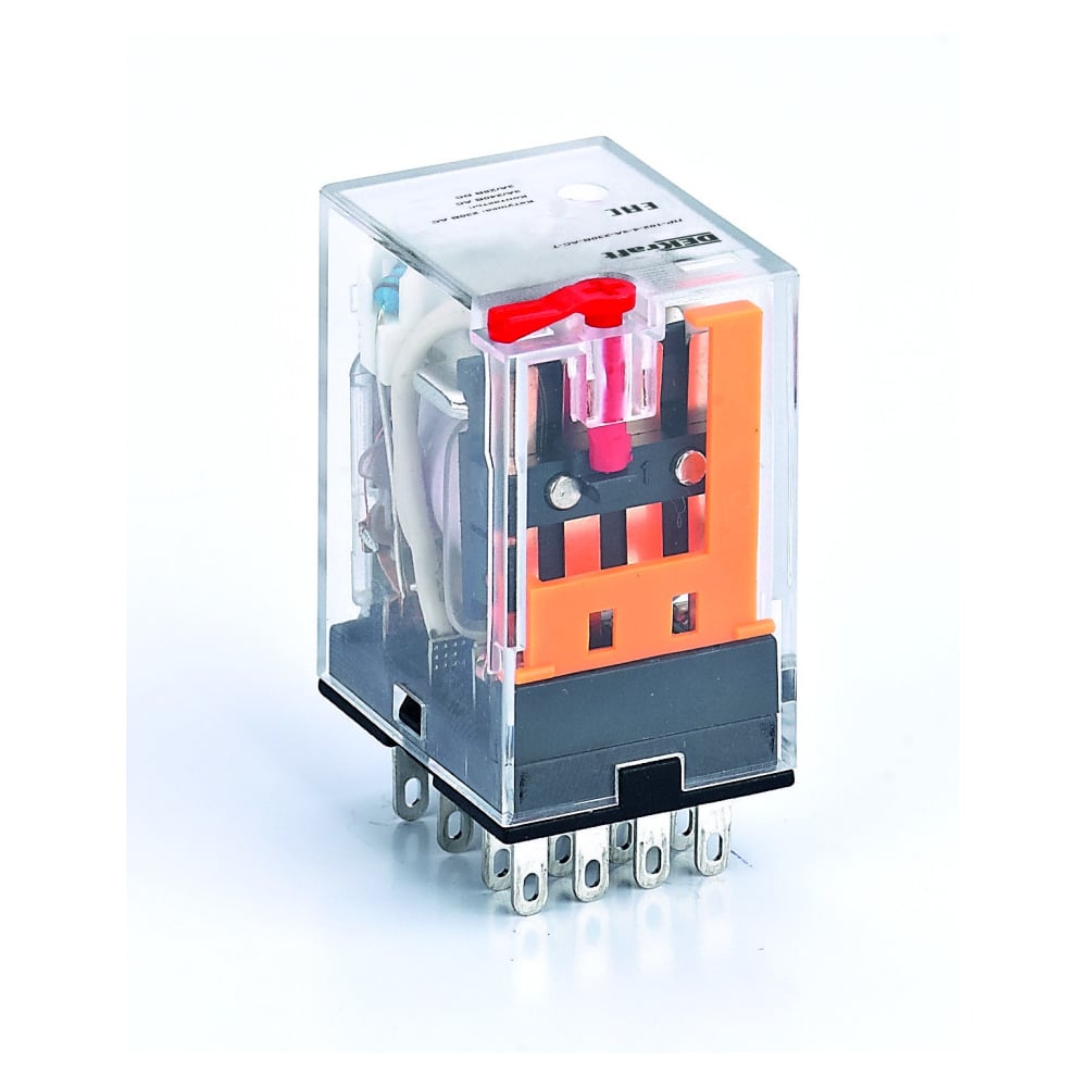 Изображение товара Промежуточное реле DEKraft с 4 контактами, LED-индикацией, 3А, 230В AC, модель ПР-102