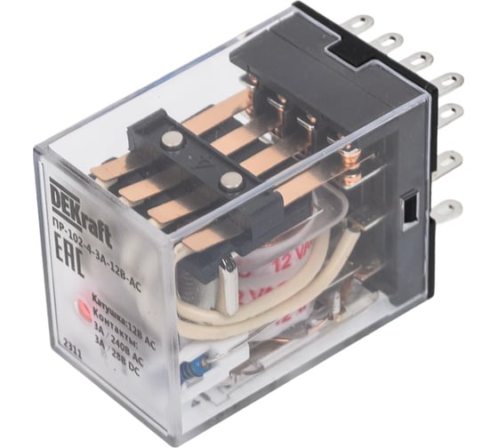Изображение товара Промежуточное реле Dekraft ПР-102, 3 А, 12 В, тип АС 23818DEK
