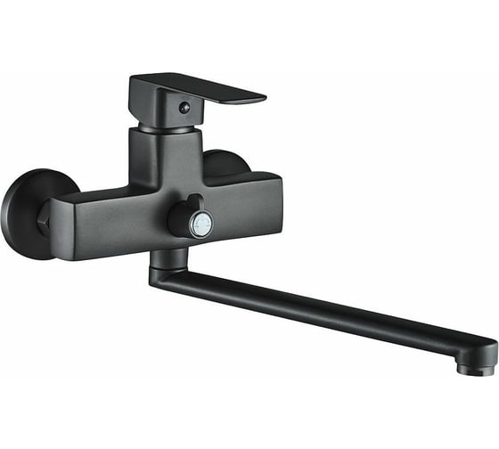 Изображение товара Смеситель для ванны Rainsberg  с поворотным длинным изливом 30 см, черный матовый, однорычажный, керамический картридж R1023HF