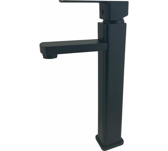 Изображение товара Смеситель для накладной раковины Rainsberg черный матовый, однорычажное управление, фиксированный излив. Монтаж на одно отверстие, на гайке R1001HF-1