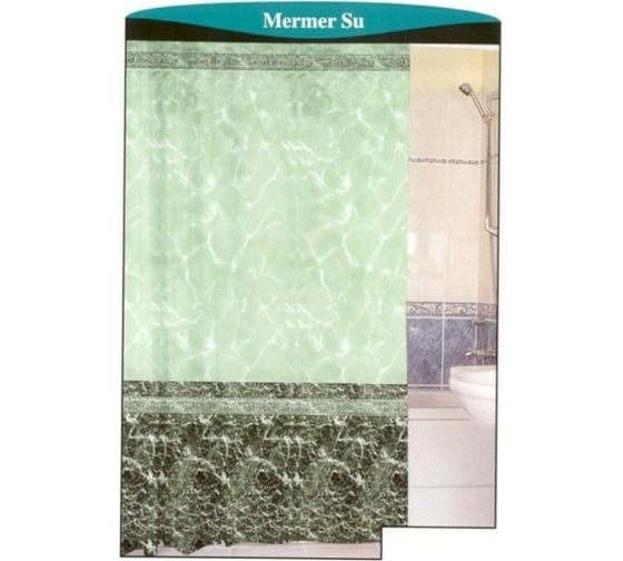 Изображение товара Штора для ванной Zalel 100% полиэстер эконом, 170x200, зеленый фон, без колец 00001188