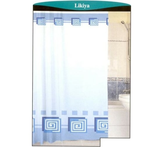 Изображение товара Штора для ванной Zalel 100% полиэстер эконом, 170x200, голубой фон, без колец 00001189