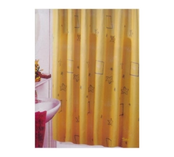 Изображение товара Штора для ванной Zalel 100% полиэстер эконом 170x200 желтая без колец 520286